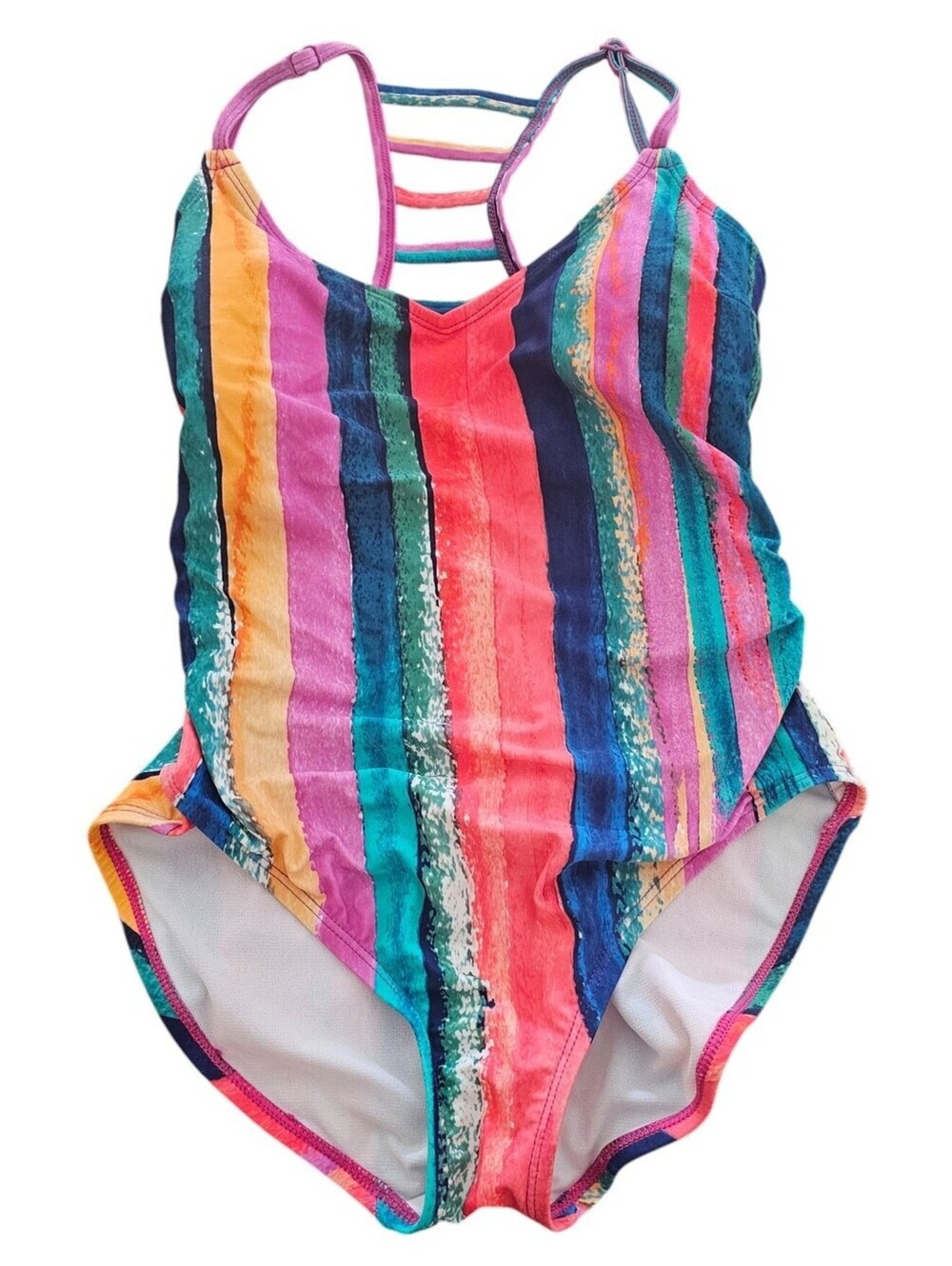 Urban Sea Womens Sz S One Piece Swimsuit Strappy Back Rainbow Striped